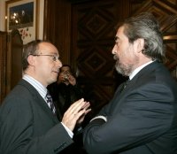 El regidor del Comissionat, Martí Pujol i Brustenga, amb l'alcalde de Saragossa, Juan Alberto Belloch